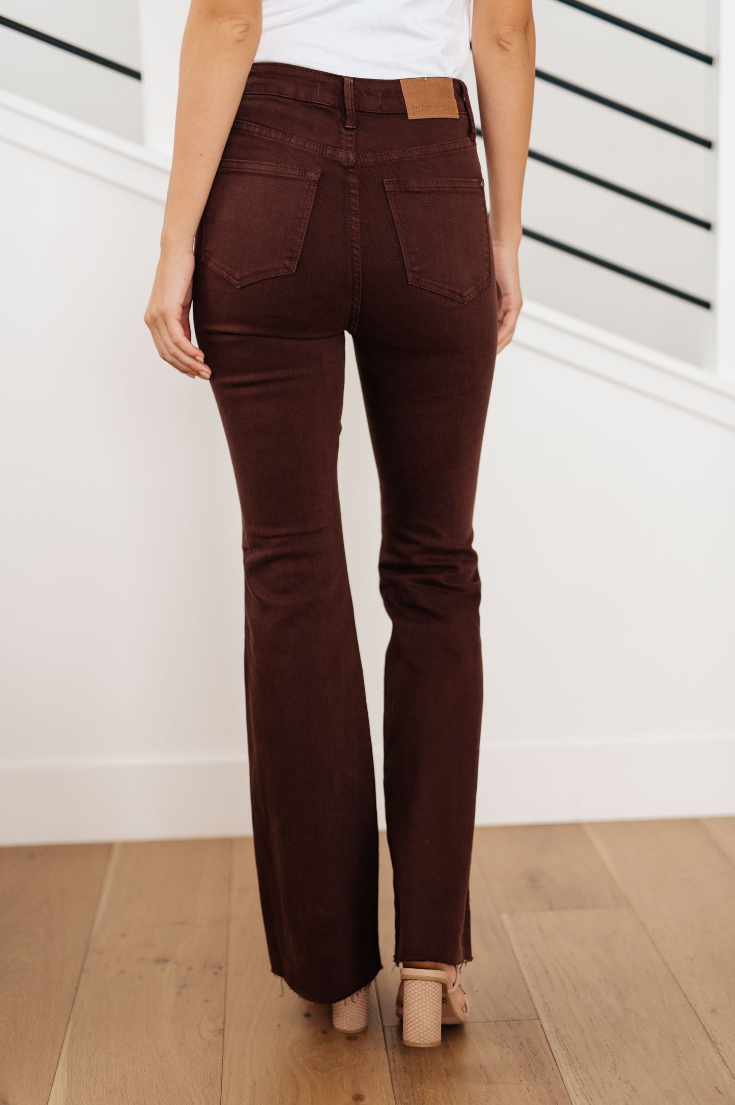Sienna High Rise Tummy Control Top Flare Jeans in Espresso