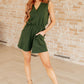 Sleeveless V-Neck Romper in Army Green