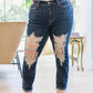 Sloane Mid Rise Heavy Destroyed Straight Jeans