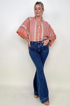 Risen High Rise Front Pocket Sailor Flare Jeans MB
