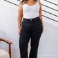 Joan High Rise Tummy  Control Top Straight Jeans in Washed Black