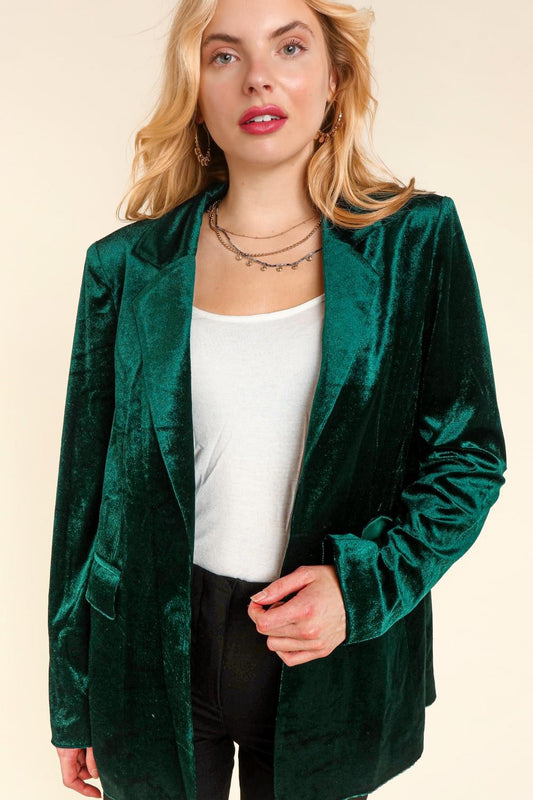 Hunter Green  Velvet Christmas Blazer