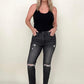 Risen High Rise Slim Straight Cropped Raw Hem Jeans MBB