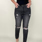 Risen High Rise Slim Straight Cropped Raw Hem Jeans MBB