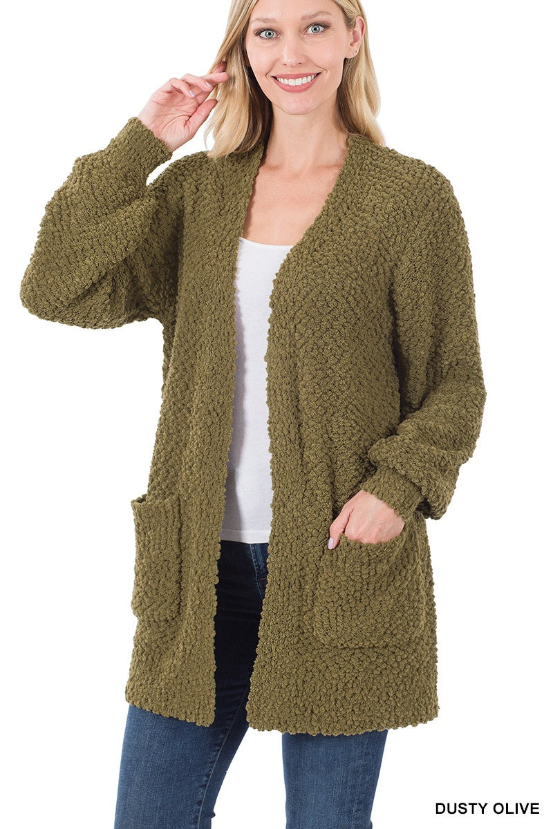 Zenana Popcorn Cardigan With Pockets