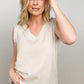 Zenana Linen Pre-Washed Frayed Edge V-Neck Sleeveless Top