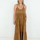 New Colors - Zenana V-Neck Cami Maxi Tiered Dress with Side Pockets