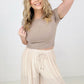 Zenana Cotton Short Sleeve Roud Neck Cropped Top