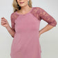 Zenana Plus Lace Half Sleeve Round Neck & Round Hem Top