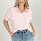 Cozy Co Fold Up Sleeve Button Down Blouse