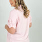 Cozy Co Fold Up Sleeve Button Down Blouse