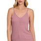 Zenana Ribbed Snap Button Closure Cami Top