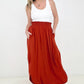 Zenana "Sydney" Smocked Waist Side Slit Maxi Skirt