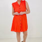 Cozy Co Refreshing V-Neck Button Down Mini Dress with Ruffle Sleeves