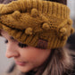Pom Knit Head Wrap in Mustard