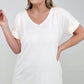 Zenana "Simply Spring" Ribbed V-Neck High-Low Hem Top with Side Slits