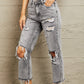BAYEAS Acid Wash Distressed Straight Jeans