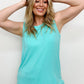 Zenana Solid Round Neck Sleeveless Side Slit Top