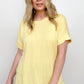 Zenana Cuffed Sleeve Side Slit High-Low Hem T-Shirt