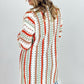 Cozy Co Multi-Color Striped Open Knit Fringe Cardigan