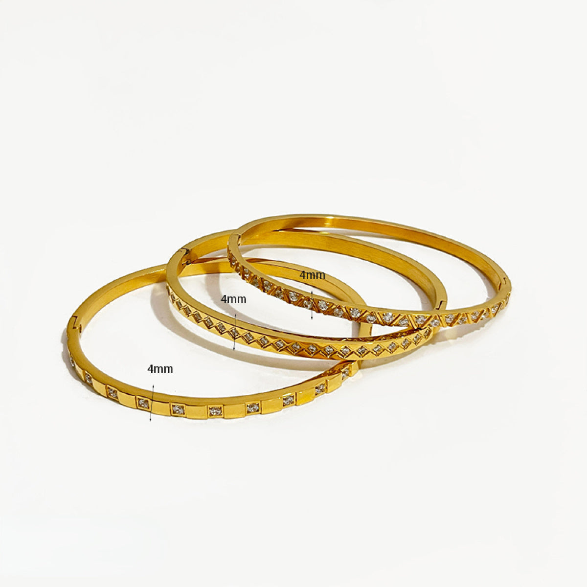 Cubic Zirconia Hinged Bangle Bracelet (With Box)