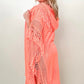 Davi & Dani Fringe Detail Knit Hooded Poncho Kimono