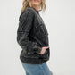 Zenana Acid Wash Raw Edge Front Pocket Pullover