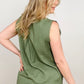 Zenana Linen Pre-Washed Frayed Edge V-Neck Sleeveless Top