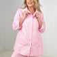 Zenana Striped Button Down Long Sleeve Shirt and Shorts Set