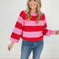 Round Neck Long Sleeve Colorblock Sweater