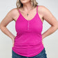 Zenana Ribbed Snap Button Closure Cami Top
