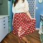 Jade By Jane Polka Dot Pleated Midi Skirt
