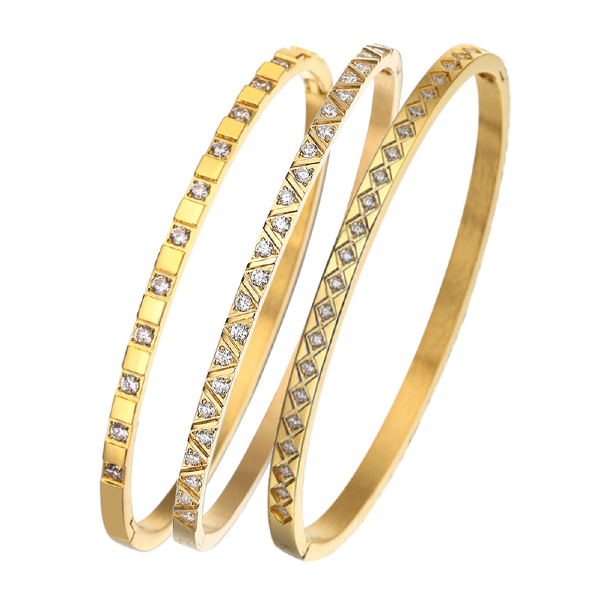 Cubic Zirconia Hinged Bangle Bracelet (With Box)