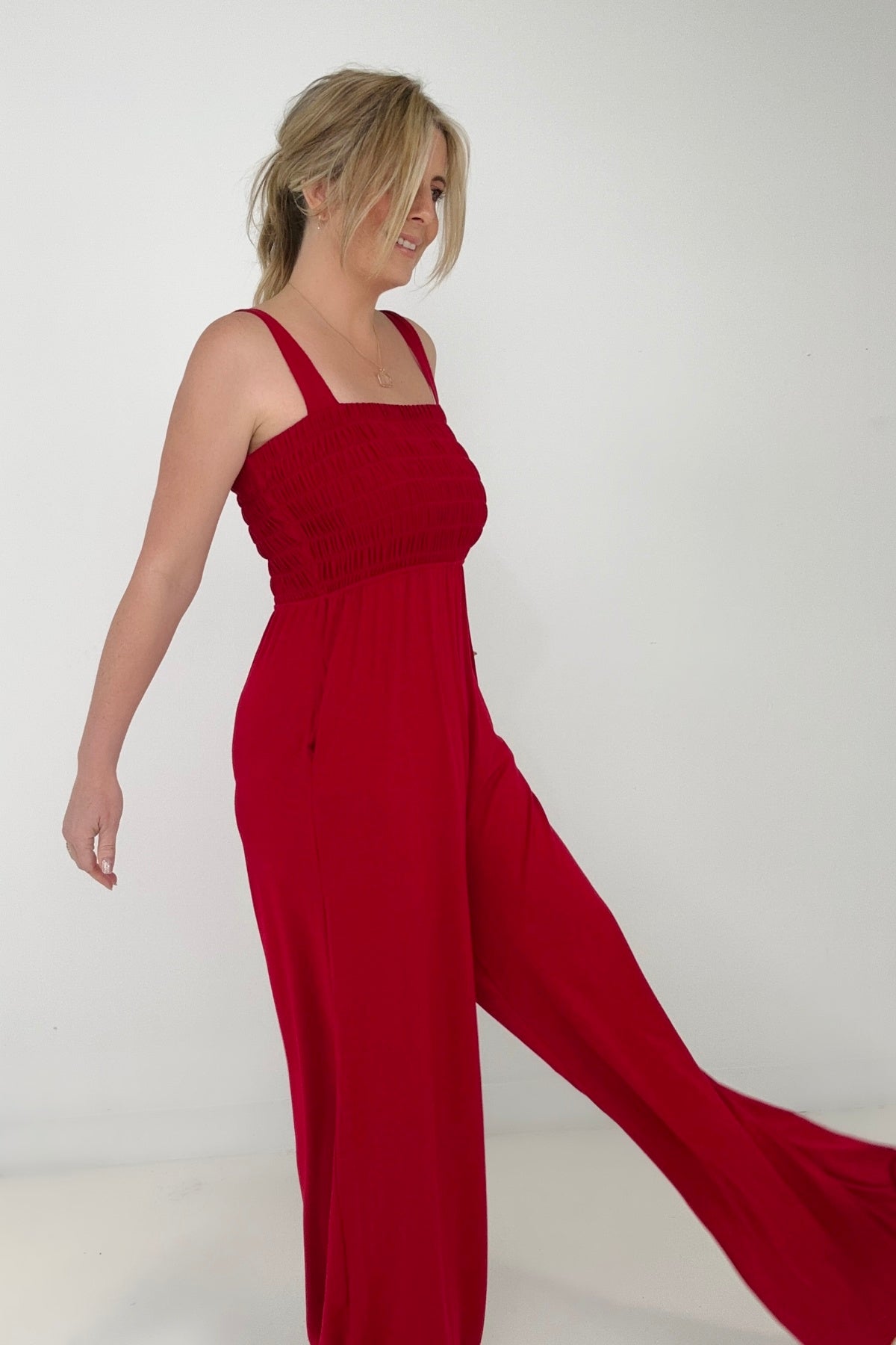 "Vivi" Zenana Smocked Wide Leg Jumpsuit with Pockets
