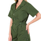 Zenana Woven Cotton Button Front Shirt Romper