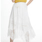 White Lace Asymmetrical Hem Maxi Skirt