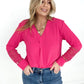 Rose Lace Crochet Textured V Neck Top