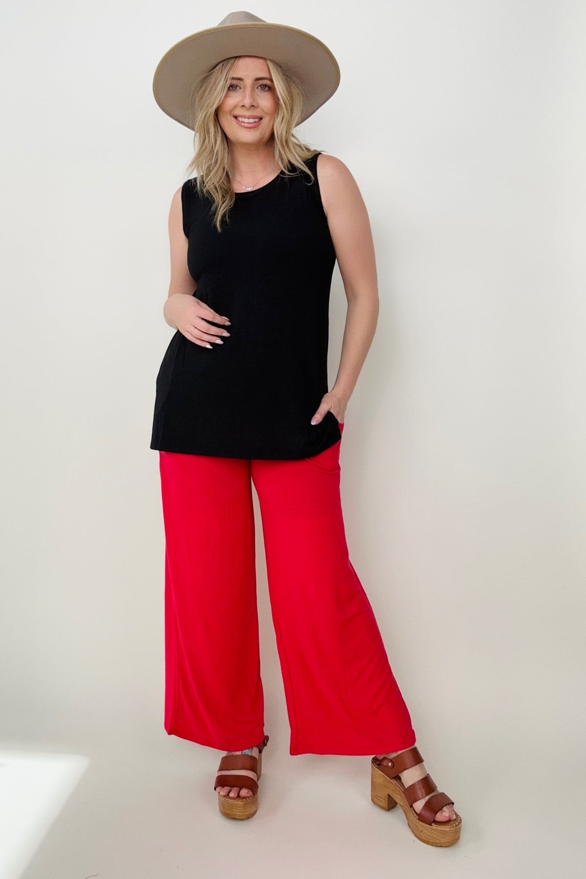 Zenana Smocked Waistband Wide Leg Pants