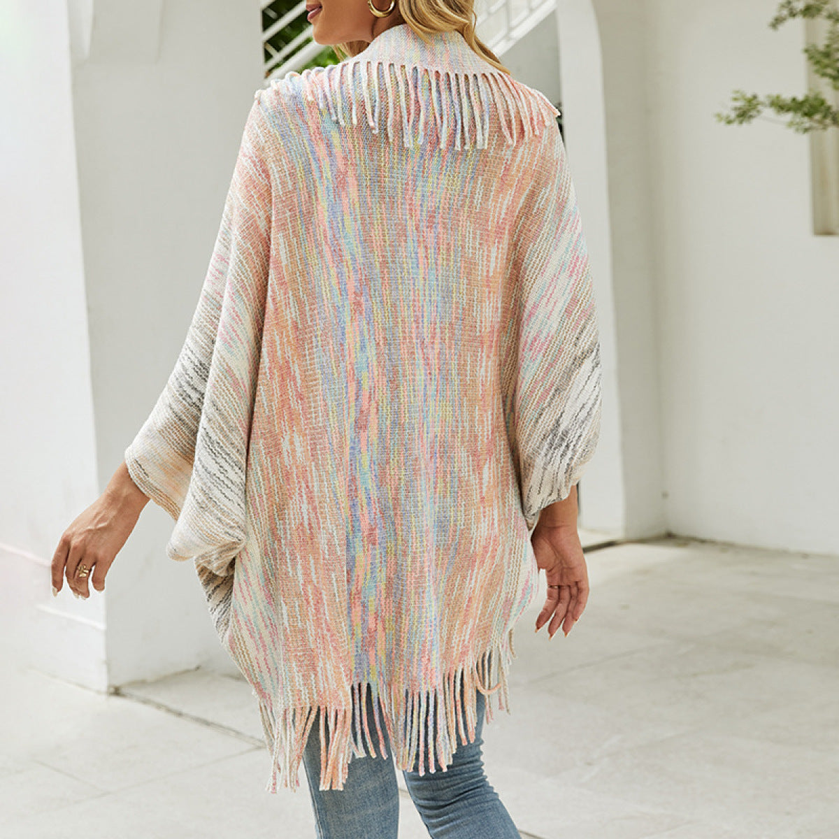 Ultra Soft Oversized Lapel Neck Batwing Sleeve Fringe Sweater Cardigan