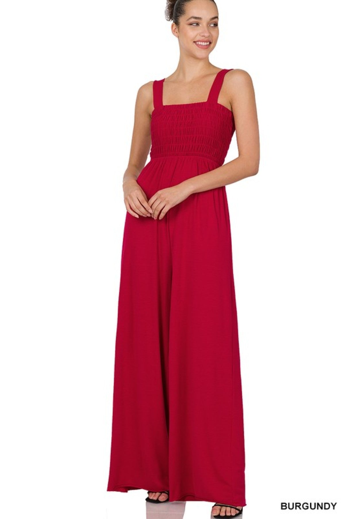 "Vivi" Zenana Smocked Wide Leg Jumpsuit with Pockets