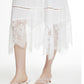White Lace Asymmetrical Hem Maxi Skirt