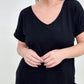 Zenana "Simply Spring" Ribbed V-Neck High-Low Hem Top with Side Slits