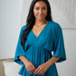 Storied Moments Draped Peplum Top in Teal