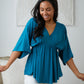 Storied Moments Draped Peplum Top in Teal
