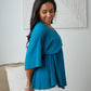 Storied Moments Draped Peplum Top in Teal