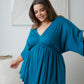 Storied Moments Draped Peplum Top in Teal