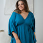 Storied Moments Draped Peplum Top in Teal