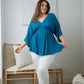 Storied Moments Draped Peplum Top in Teal
