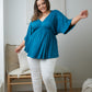 Storied Moments Draped Peplum Top in Teal