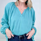 Split V Neck Dolman Sleeve Top